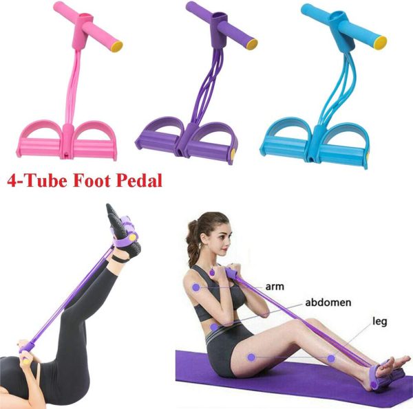 Foot Pedal Resistance Band Elastic Sit-up Pull Rope Yoga Fitness Gym – Elastic Pull Ropes Tummy Trimmer