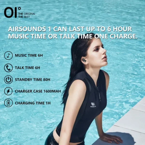 Oi Air Sounds One True Wireless Earphone Bluetooth 5.0 Ultra Large Capacity Lcd Display Fast Charging One-step Pairing Touch Sensor With Volume Control Noise Cancellation Deep Bass—black