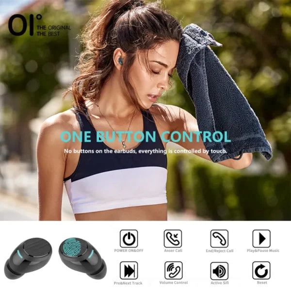 Oi Air Sounds One True Wireless Earphone Bluetooth 5.0 Ultra Large Capacity Lcd Display Fast Charging One-step Pairing Touch Sensor With Volume Control Noise Cancellation Deep Bass—black